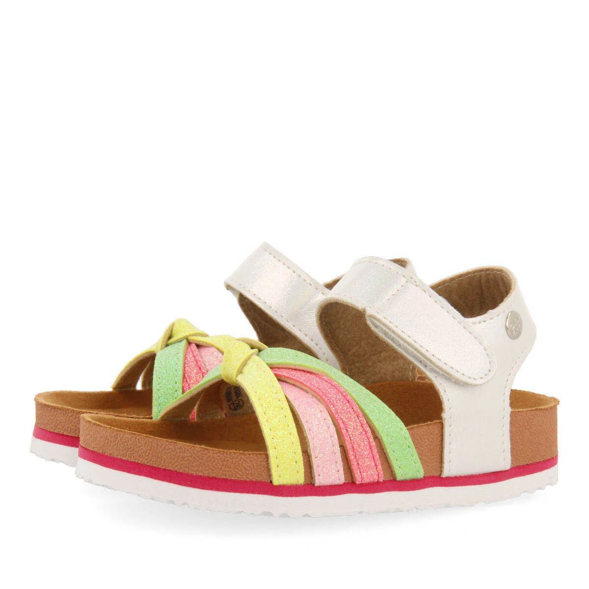 Anicuns girls multicoloured footbed sandals with shiny colourful straps – Image 3