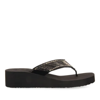 Apiaca women's black wedges with decorative stones