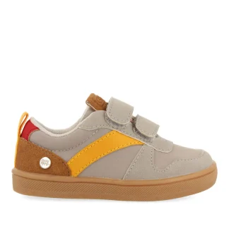 Alcester babies' grey retro sneakers with adjustable fastenings