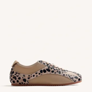 ANIMAL PRINT LEATHER AND NYLON SNEAKERS