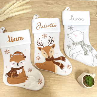 Chaussettes de Noël blanche Personnalisées avec Prénom