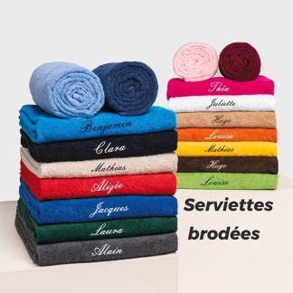 Serviette brodée prénom